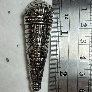 Vintage Estate Silver Elongated Etruscan Style Sceptre Brooch Pin